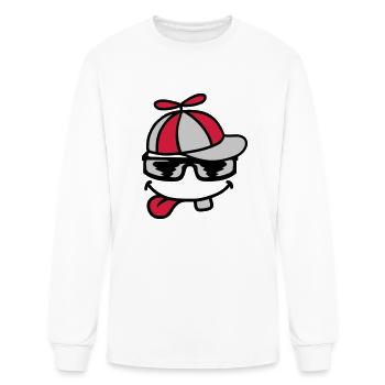 Comic face propeller cap - Men's Long Sleeve T-Shirt - white - Front