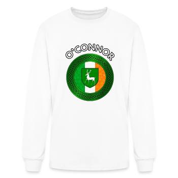 O'Connor Coat of Arms on Shamrock Irish Flag - Men's Long Sleeve T-Shirt - white - Front