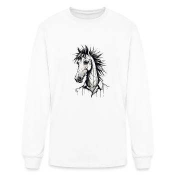 Cool horse in shirt - Men's Long Sleeve T-Shirt - white - Front