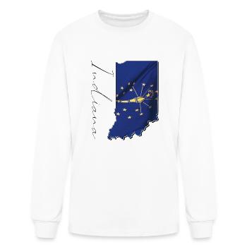 Indiana State Flag in Indiana State Map IN - Men's Long Sleeve T-Shirt - white - Front