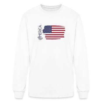 T shirt screen printing with a brush design flag - Men's Long Sleeve T-Shirt - white - Front