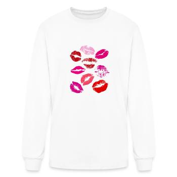Beautiful Hot Pink Red Lips Lipstick Kiss - Men's Long Sleeve T-Shirt - white - Front