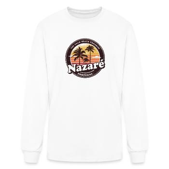 Nazaré Portugal design de plage - T-shirt à manches longues Homme - blanc - Devant