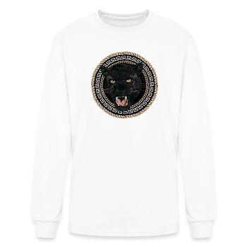 Midnight Panther Greek Key Crest - Men's Long Sleeve T-Shirt - white - Front