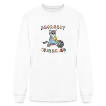 Adorably Spiraling, Funny Adorably Spiraling Cat - Men's Long Sleeve T-Shirt - white - Front