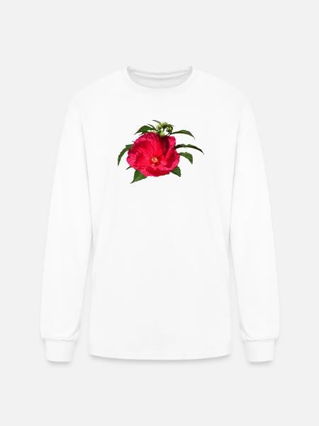 Dark Pink Hibiscus - Men's Long Sleeve T-Shirt - white