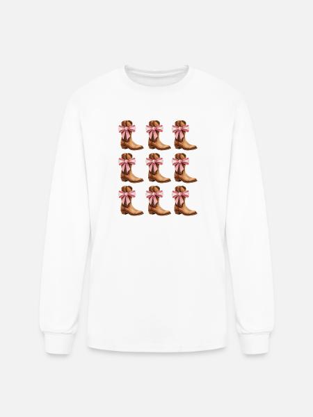 Cowgirl Boots and Pink Bows Rodeo - Men's Long Sleeve T-Shirt - white