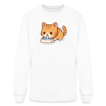 Thirsty Cat  - Men's Long Sleeve T-Shirt - white - Front