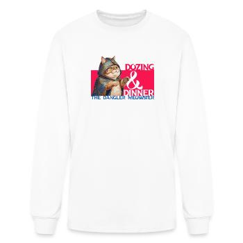 Dozing & Dinner Dungeon Meowster - Funny Cat - Men's Long Sleeve T-Shirt - white - Front