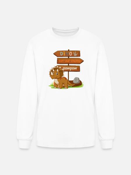 Cute Dinosaur with Playful Signpost - Men's Long Sleeve T-Shirt - white