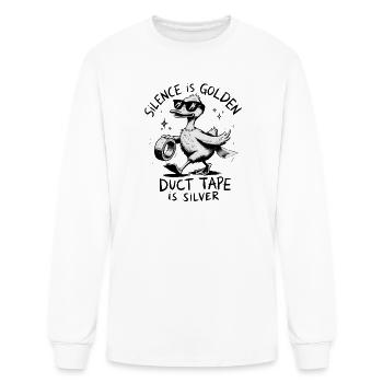 Stylized Duck with Sunglasses and Rolled Newspaper - Men's Long Sleeve T-Shirt - white - Front