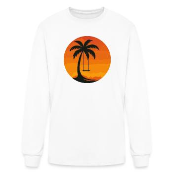 coucher de soleil palmier balançoire illustration - T-shirt à manches longues Homme - blanc - Devant
