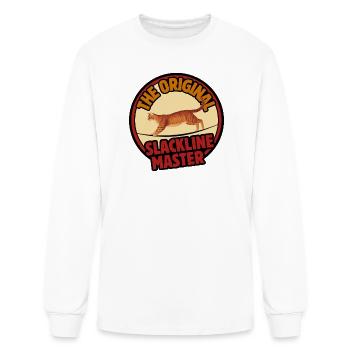 The Original Slackline Master – Orange Cat Balance - Men's Long Sleeve T-Shirt - white - Front