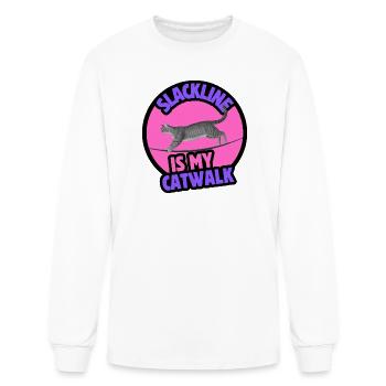 Slackline is my catwalk – Funny Cat Balance Emblem - Men's Long Sleeve T-Shirt - white - Front