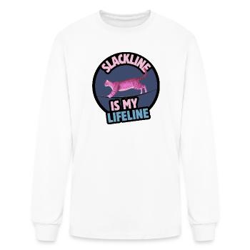 Slackline is my Lifeline – Funny Balance Cat  - Men's Long Sleeve T-Shirt - white - Front