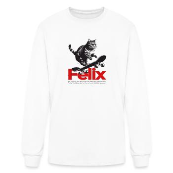 Cool Cat Skateboard with cute Boy Name FELIX - Men's Long Sleeve T-Shirt - white - Front