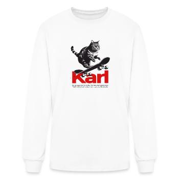 Cool Cat Skateboard with cute Boy Name KARL - Men's Long Sleeve T-Shirt - white - Front