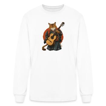 Whiskered Guitar Maestro in Traditional Kimono - Men's Long Sleeve T-Shirt - white - Front