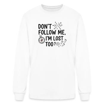 Lost Following Me Quote with Compass - Men's Long Sleeve T-Shirt - white - Front