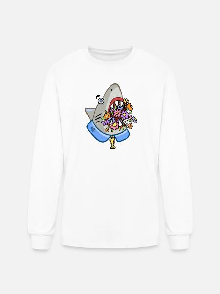 Shark Floral Attack - Men's Long Sleeve T-Shirt - white