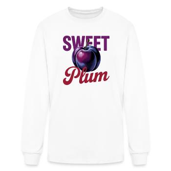  Retro Plum Vintage Fruit Poster Tee - Men's Long Sleeve T-Shirt - white - Front