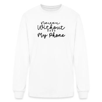 Never Without My Phone - Men's Long Sleeve T-Shirt - white - Front