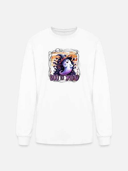 Whimsical Ghost Boo to You - Men's Long Sleeve T-Shirt - white
