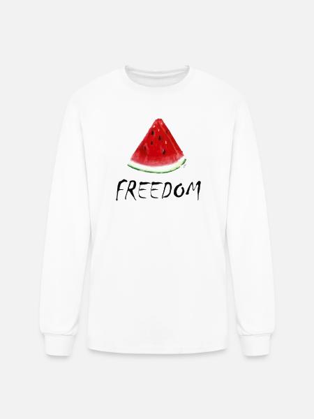 Freedom Watermelon Slice Illustration - Men's Long Sleeve T-Shirt - white