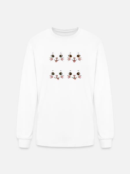 Four Playful Cat Faces - Men's Long Sleeve T-Shirt - white
