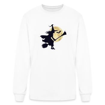 Witch_on_a_Broom - Men's Long Sleeve T-Shirt - white - Front