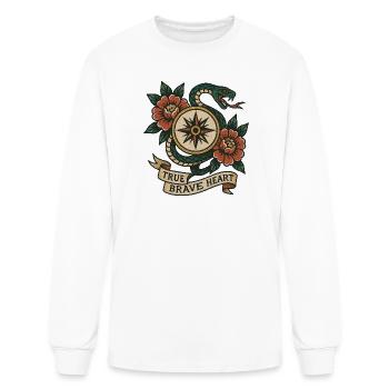 True Brave Heart Snake Compass Patch - Men's Long Sleeve T-Shirt - white - Front