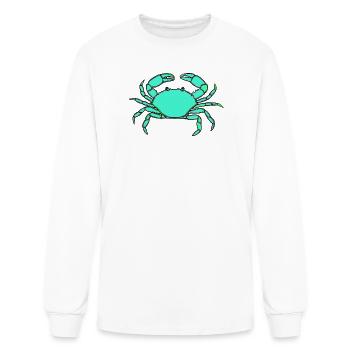 Neon Turquoise Crab - Men's Long Sleeve T-Shirt - white - Front