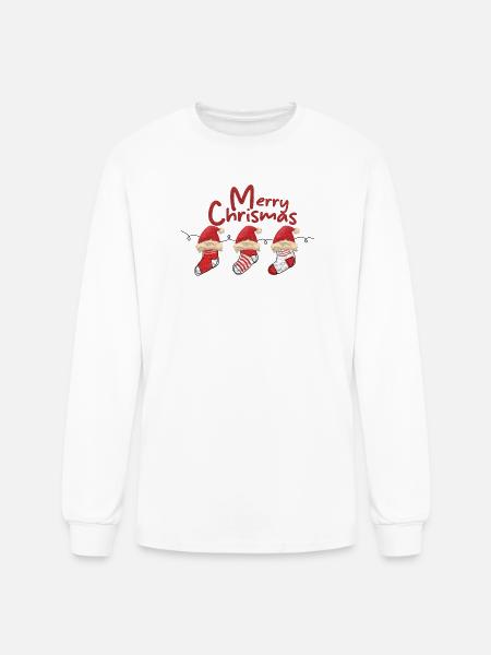 Merry Christmas Sock Trio - Men's Long Sleeve T-Shirt - white