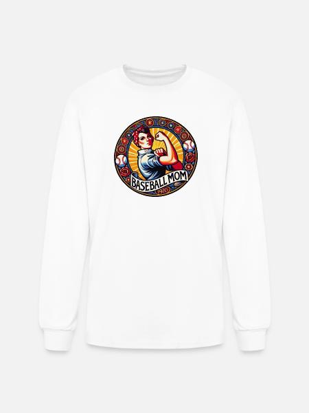 Baseball Mom 1970s Emblem - Men's Long Sleeve T-Shirt - white