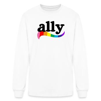 Ally rainbow hunk gay friend pride LGBTQ rights  - Men's Long Sleeve T-Shirt - white - Front