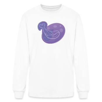 Minimalist Whale Calf Silhouette over Purple - Men's Long Sleeve T-Shirt - white - Front