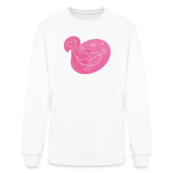 Minimalist Whale Calf Silhouette over Pink - Men's Long Sleeve T-Shirt - white - Front