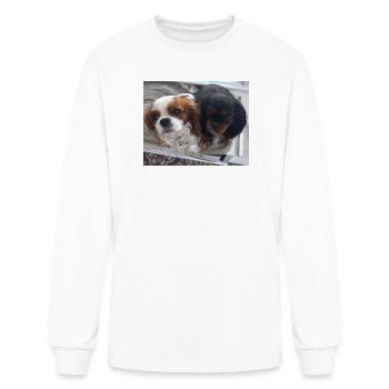 Cavalier Duo on Bench - Men's Long Sleeve T-Shirt - white - Front