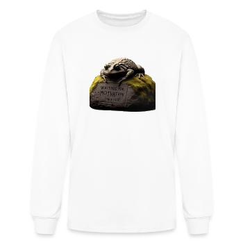 Waiting For Motivation Frog Statue - Men's Long Sleeve T-Shirt - white - Front
