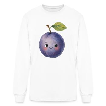 Watercolor Plum Kawaii Baby Kids Children Cute - Men's Long Sleeve T-Shirt - white - Front