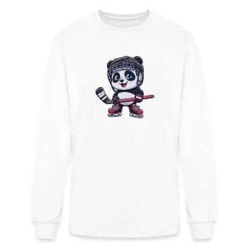 Cute panda ice hockey player cartoon hockey team - Men's Long Sleeve T-Shirt - white - Front