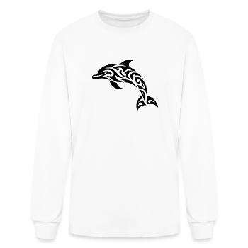 Jumping Tribal Tattoo Porpoise Dolphin - Men's Long Sleeve T-Shirt - white - Front