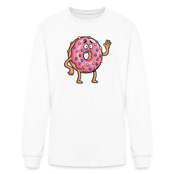 Cute donut waving sad farewell friend cartoon - Men's Long Sleeve T-Shirt - white - Front