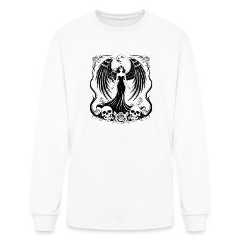  Dark Gothic Fallen Angel With Black Wings Skulls - Men's Long Sleeve T-Shirt - white - Front