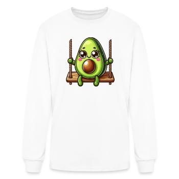 Avocat de dessin animé mignon sur une balançoire - T-shirt à manches longues Homme - blanc - Devant
