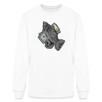 Praying Hands Cash Motif - Men's Long Sleeve T-Shirt - white - Front