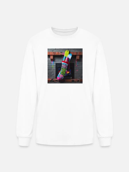 Naughty List Graffiti Sock - Men's Long Sleeve T-Shirt - white