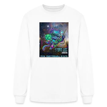 Cyber Cat Hacker Data Heist 2026 Funny Tech Art - Men's Long Sleeve T-Shirt - white - Front