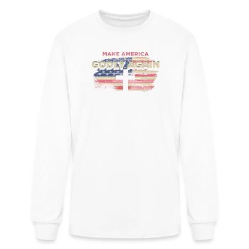 Make America Godly Again Patriotic Cross Art - Men's Long Sleeve T-Shirt - white - Front