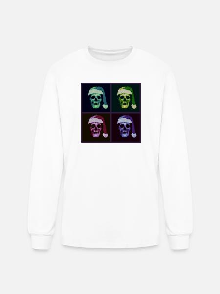 Pop Art Skull Santa Halftone - Men's Long Sleeve T-Shirt - white